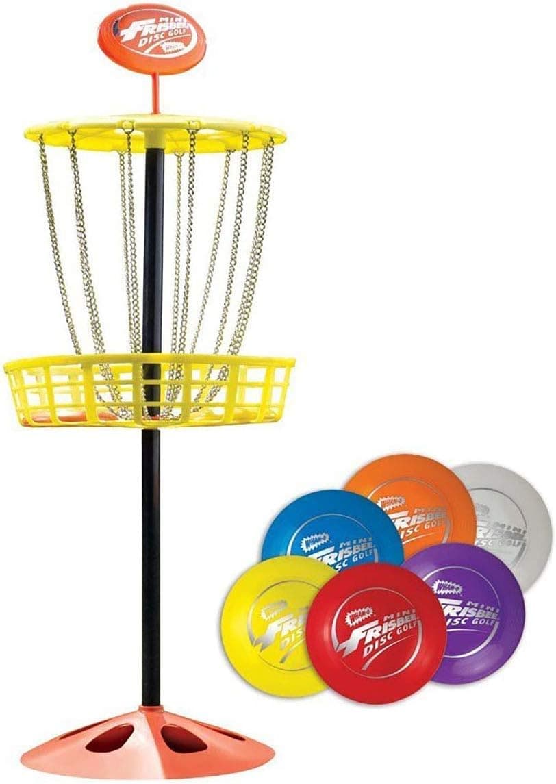 Wham-O Mini Frisbee Golf Set, 28-inch Tall Target with 6 Mini Discs