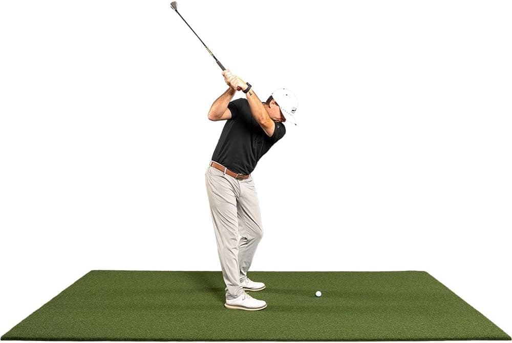 All Turf Mats 5 x 5 Super Tee Golf Mat - Holds Wooden & Rubber Tees, Residue-Free Nylon Turf, Urethane-Coated Backing - Indoor/Outdoor Golf Hitting Mat for Simulators, Garage & Backyard Driving