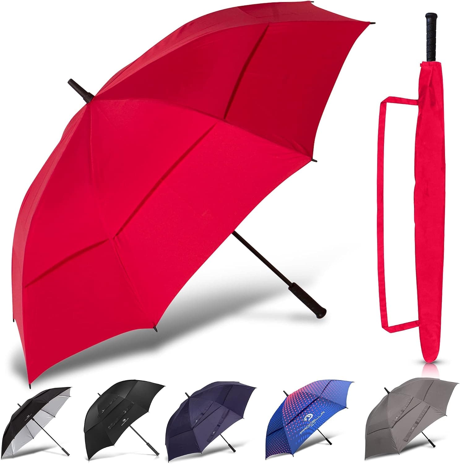 Procella 62 Inch Large Golf Umbrella for Rain, Windproof, Auto Open, Heavy Duty Sturdy Stick Umbrella