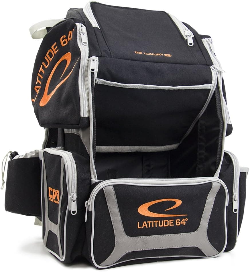 Latitude 64 DG Luxury E3 Backpack Disc Golf Bag (Black/Silver/Orange)
