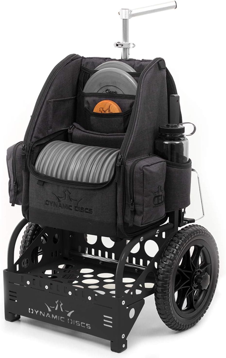 Dynamic Discs EZ Cart by ZUCA - All-Terrain Tubeless Foam Tires, 51-Inch Telescoping Handle (Black)