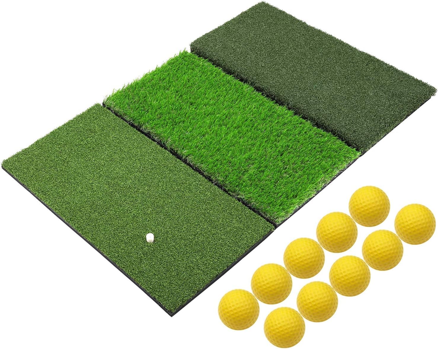 SkyLife 3-Turf Golf Hitting Grass Mat 24'' x 37'', Portable Training Fairway Rough TEE Turf, Driving Chipping Putting Golf Equipment, Home Backyard Garage Outdoor Practice (XL 24'' X 37'')