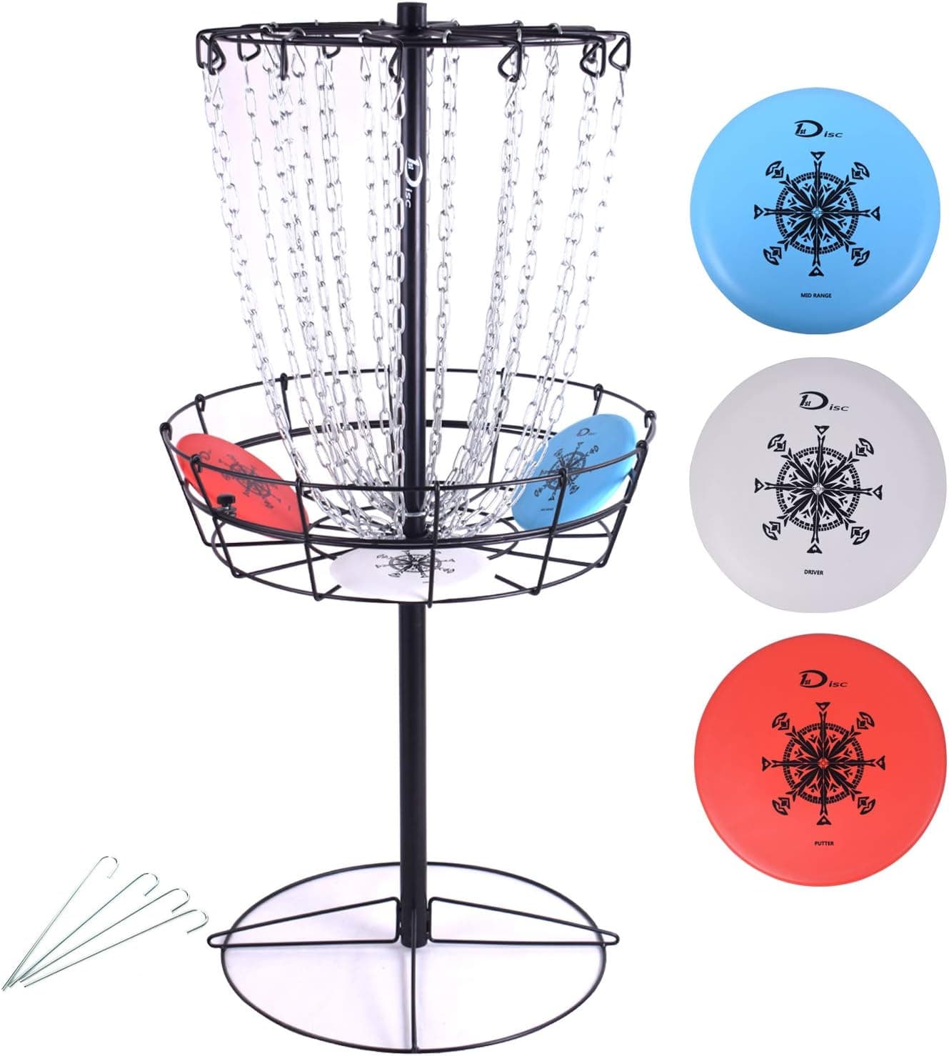Disc Golf Basket Portable Metal Disc Golf Target Practice Basket Indoor and Outdoor, Black
