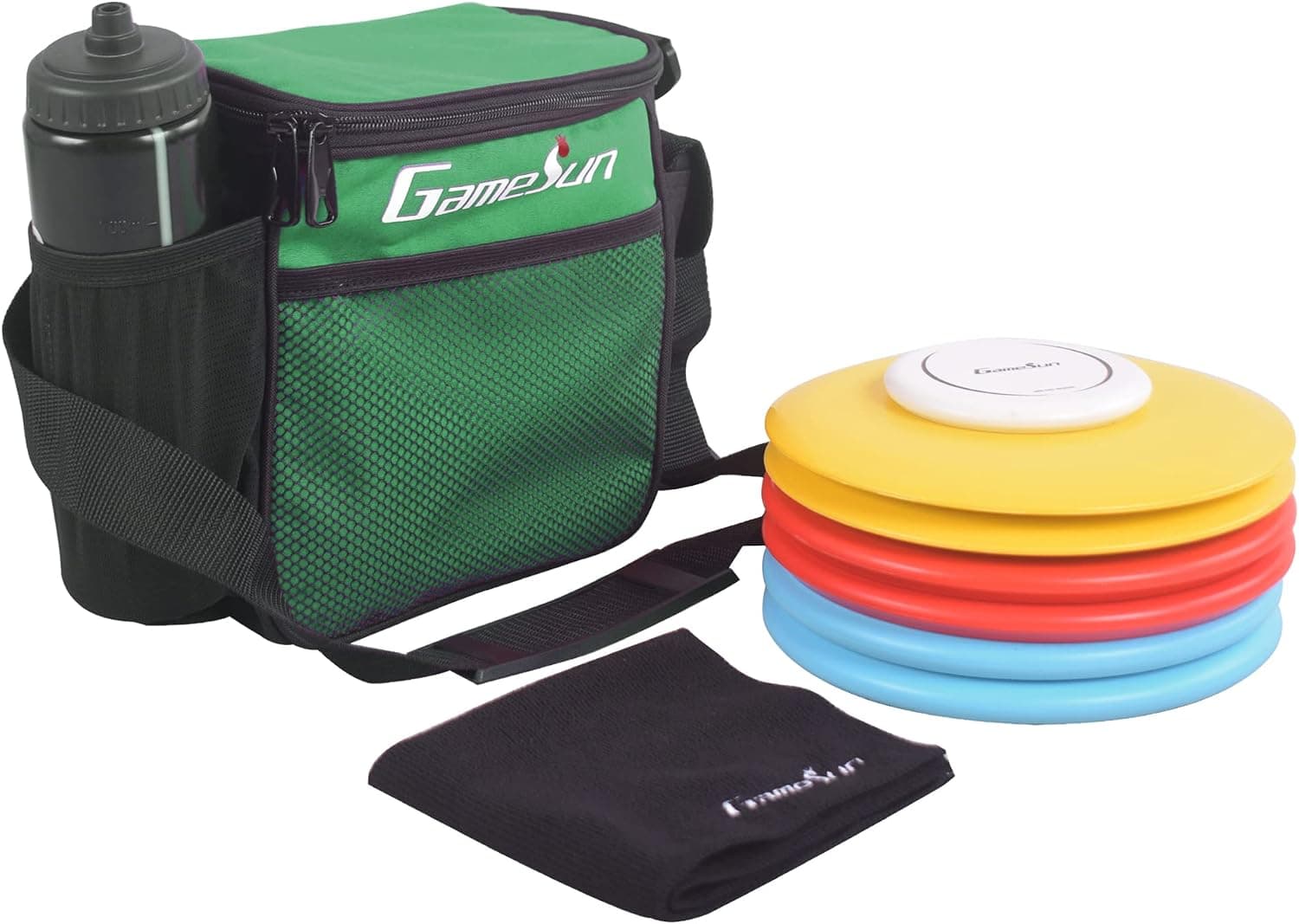 Gamesun Disc Golf Set with 6 Discs and Mini Disc, Starter Disc Golf Bag, Towel