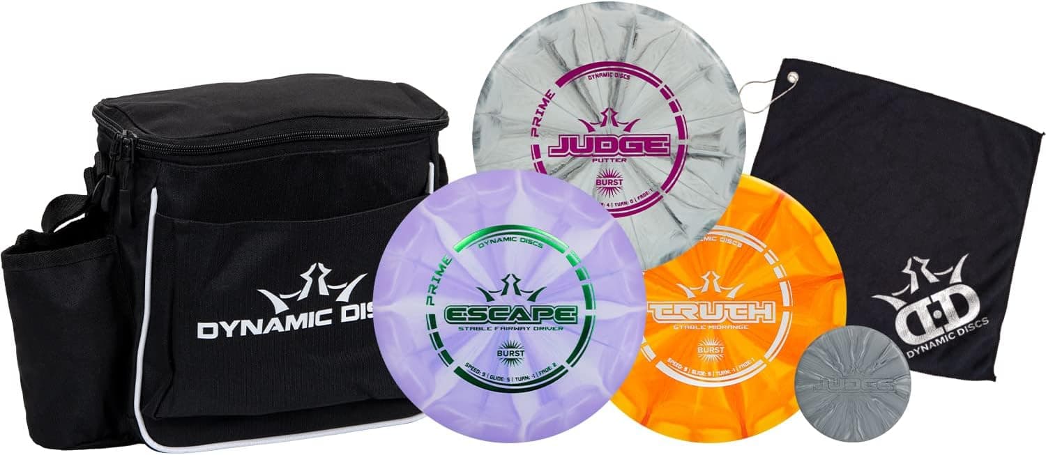 Dynamic Discs 3-Disc Golf Set with Bag - Putter, Midrange and Driver plus Cadet Shoulder Bag, Towel and Mini (Black)