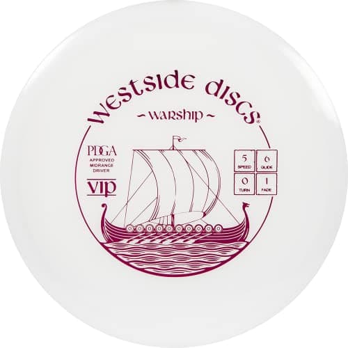 Westside Discs VIP Warship, Straight Disc Golf Midrange, White, 170g