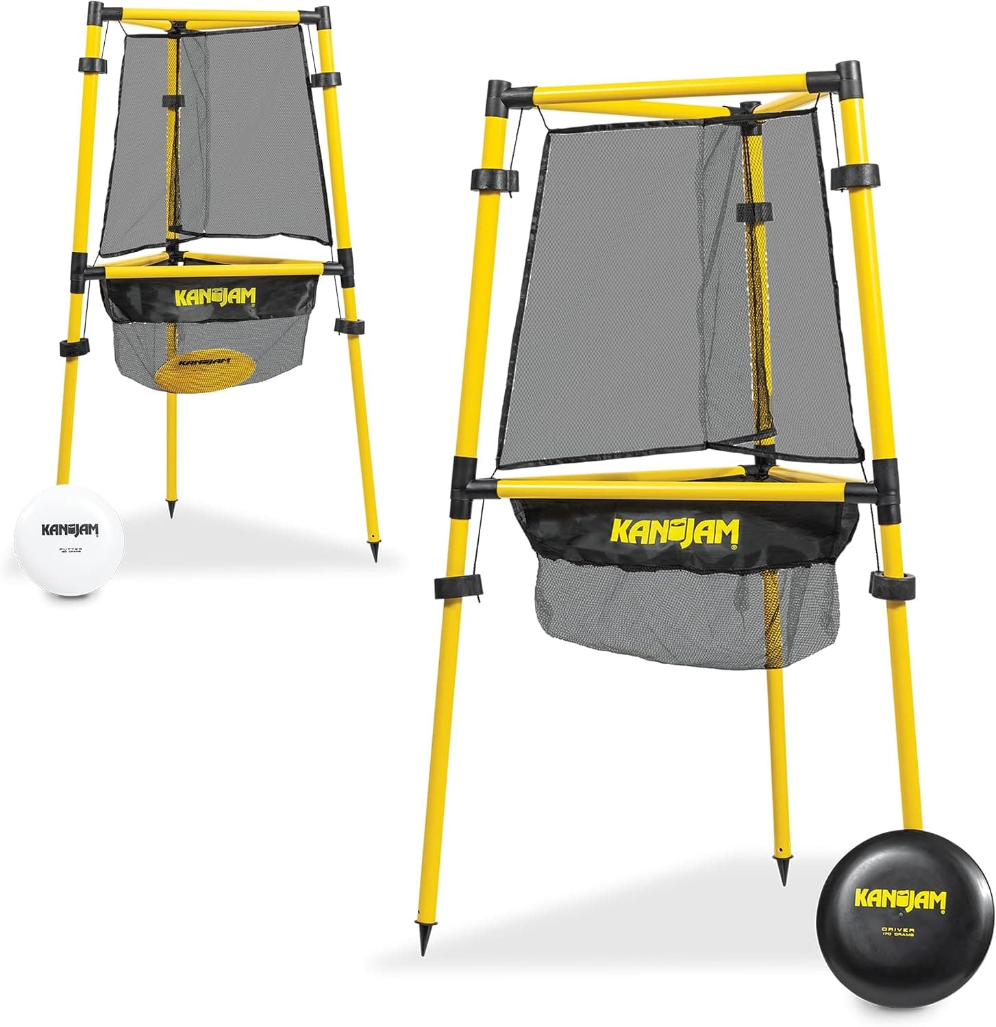 Kan Jam Disc Golf Set Step Up - 3 Discs (150-170g) and 2 Baskets, Quick Pop-Up Baskets for Yard Games