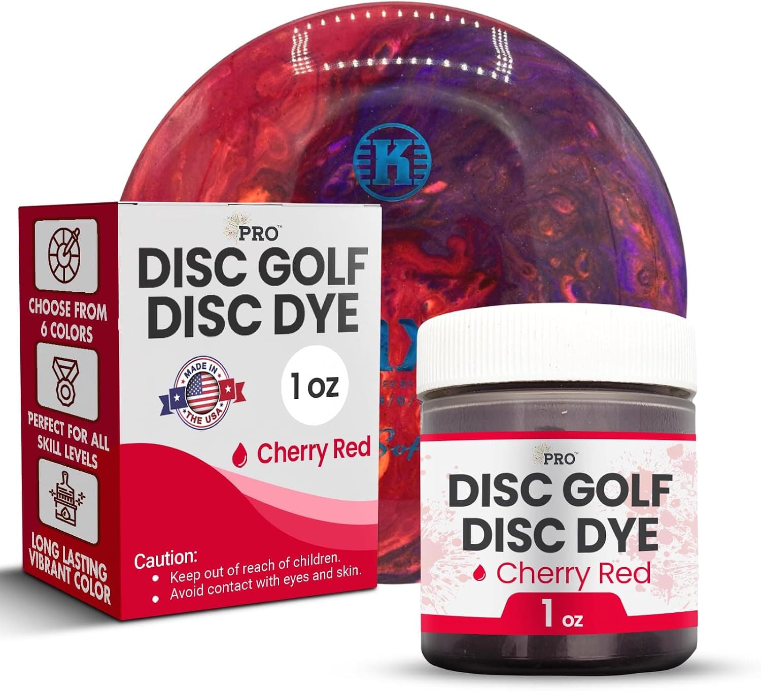 Pro Chemical Disc Golf Dye Kit (Cherry DGD310) - Tie Dye Powder, 1 oz Containers