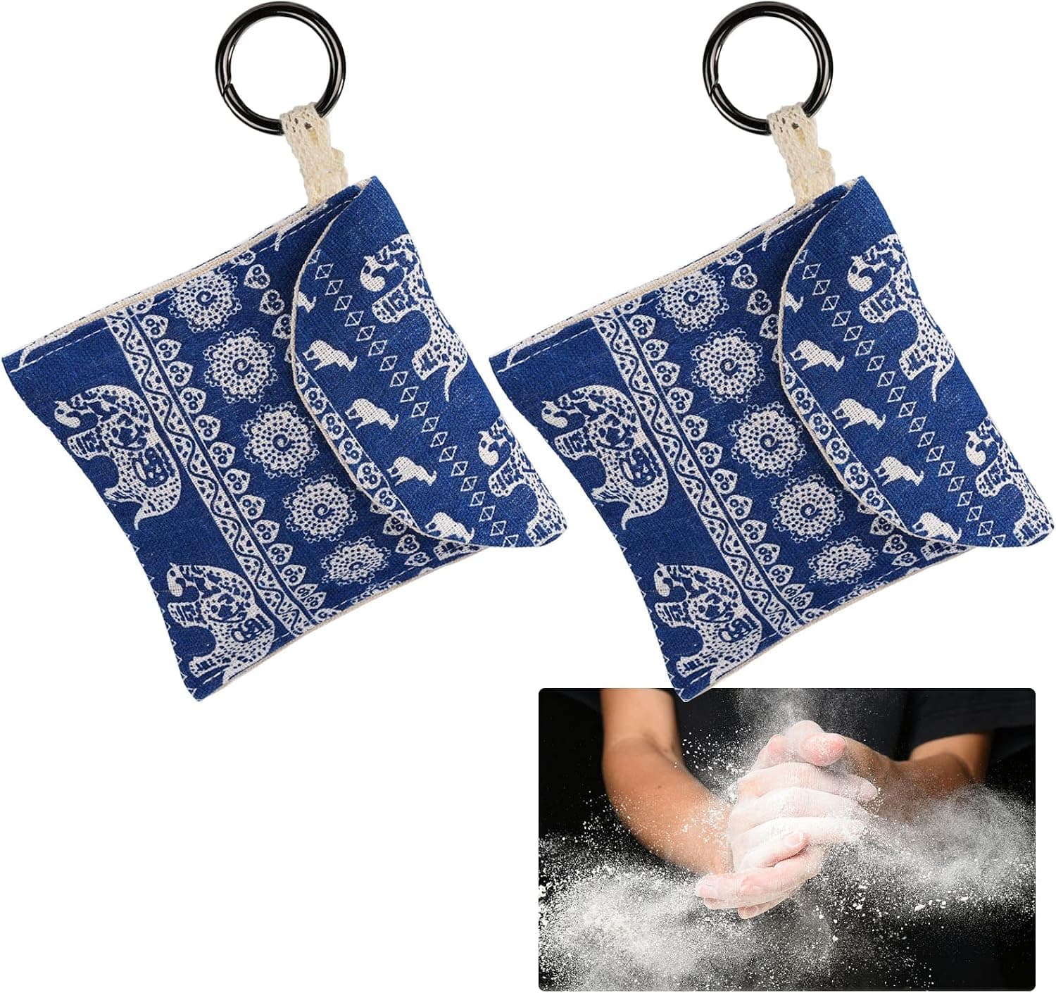 LUAATT Disc Golf Chalk, Rosin and Sawdust Bag with Carabiner, 2 Pack Reusable Grip Bag