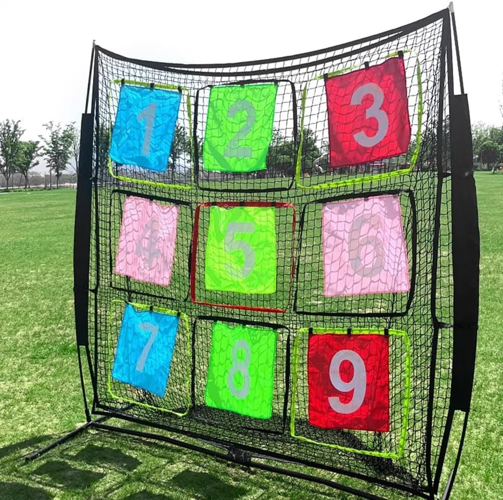 Portable Disc Golf Practice Net - 7ft x 7ft with 9 Targets for Backyard Outdoor Game