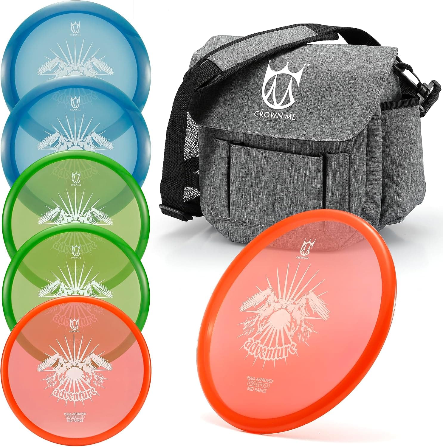 CROWN ME PDGA Approved Disc Golf Pro Set with Bag and 6 Discs