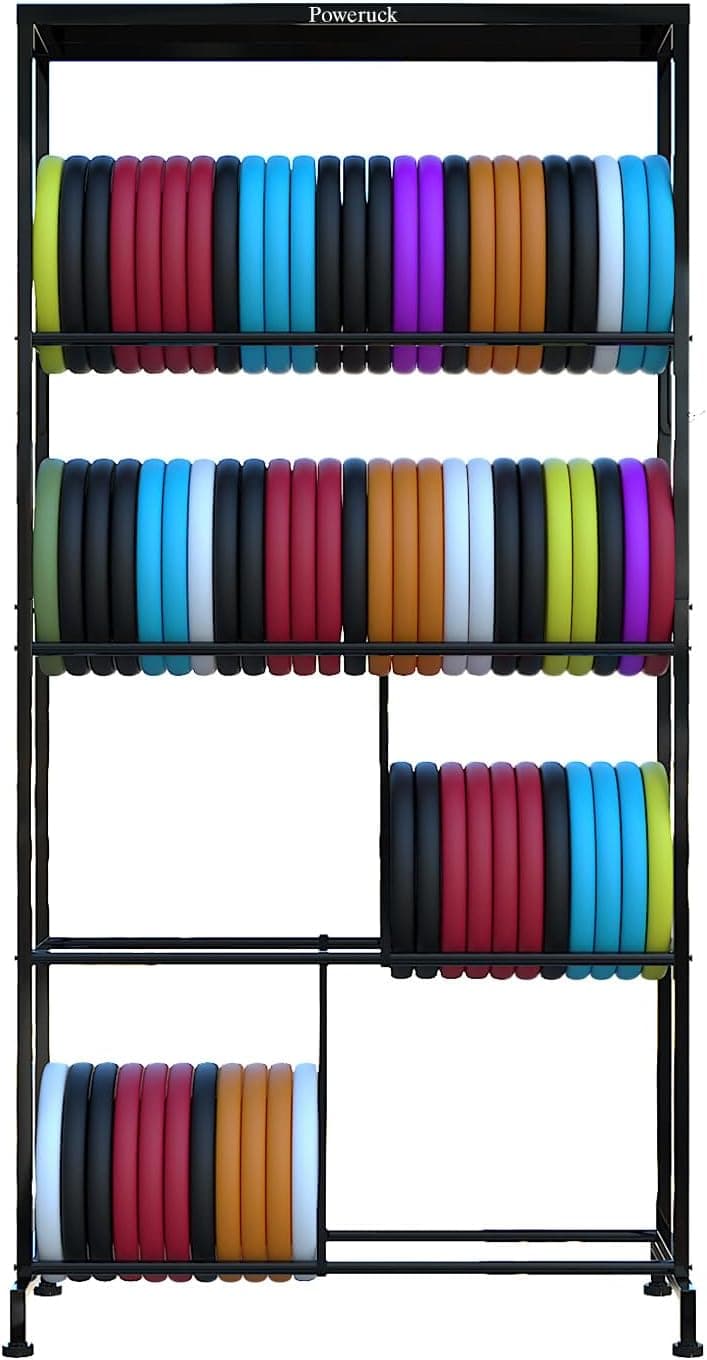 Poweruck Disc Golf Storage Racks - 4 Tier Metal Shelves Organizer for Home Garage Basement