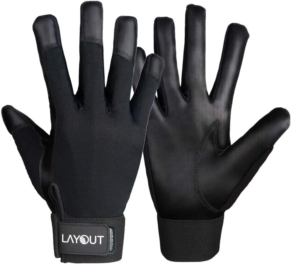 Layout Ultimate Frisbee Gloves - Grip and Friction for Ultimate, Disc Golf and All Disc Sports (Black, XX-Small)