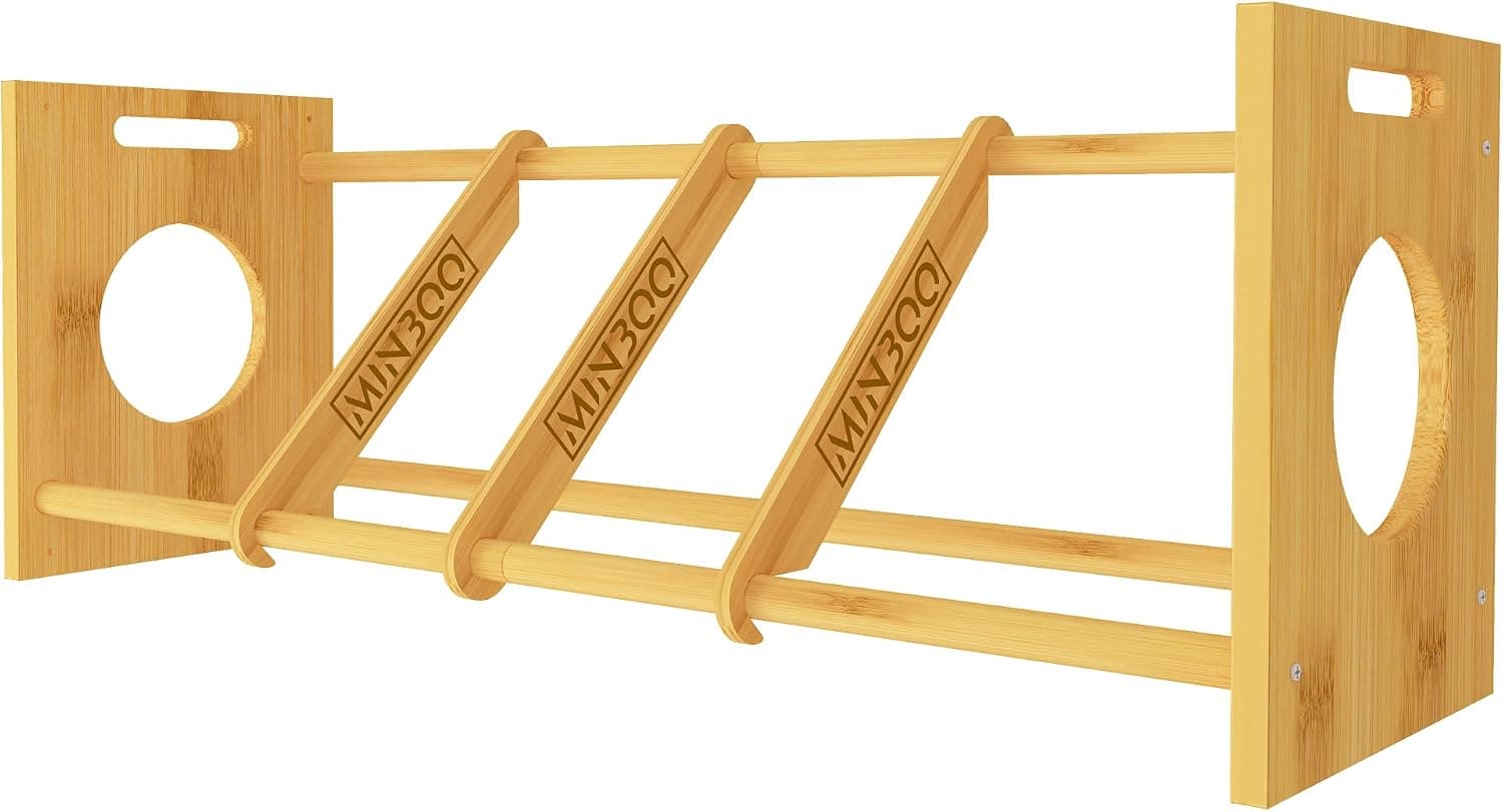 MinBoo Disc Golf Rack Stackable - Bamboo Disc Golf Shelf with 40+ Disc Capacity