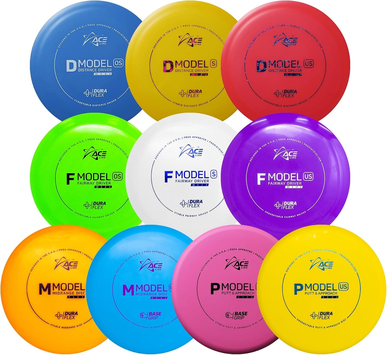 Prodigy Disc 10-Pack Disc Golf Starter Set - 2 Putters, 2 Midranges, 3 Fairways, 3 Drivers