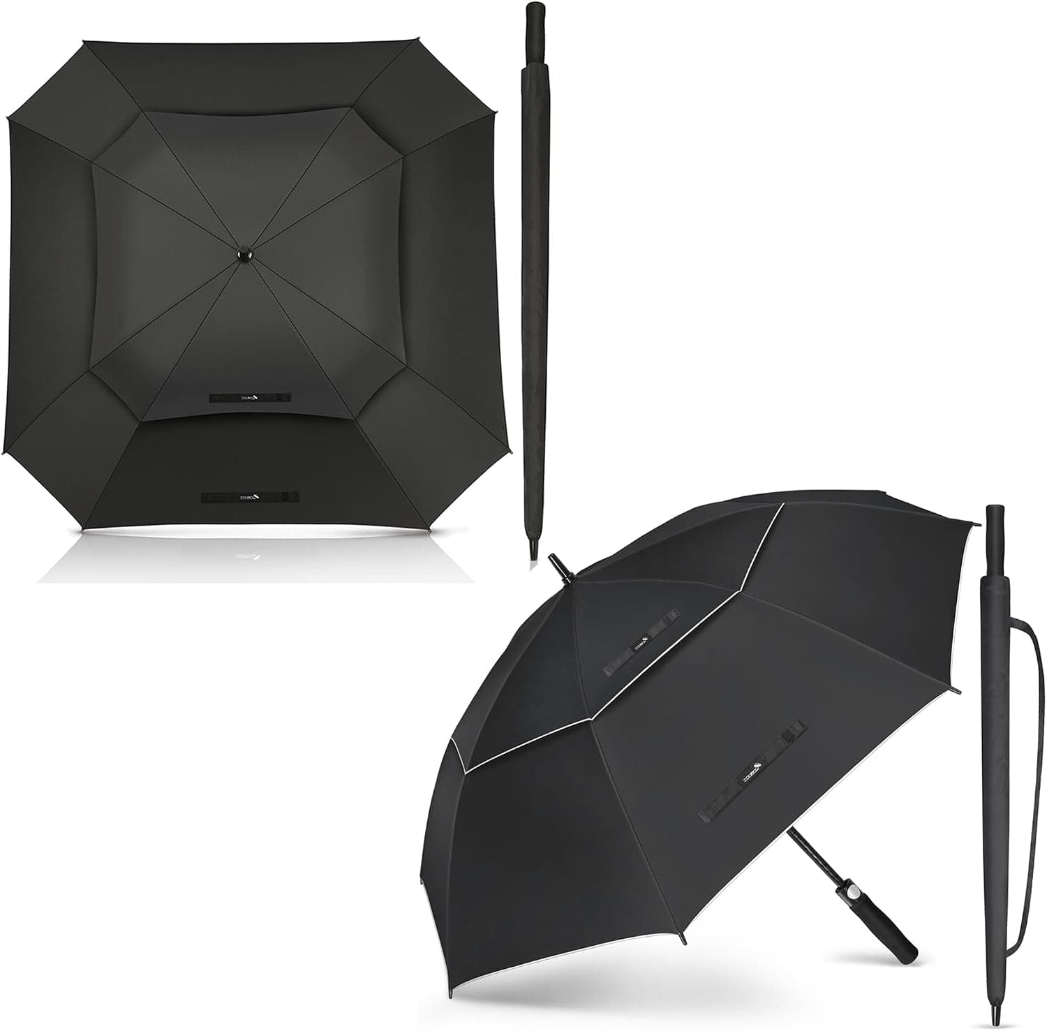 ZOMAKE Extra Large Golf Umbrella 62/68 Inch, Double Canopy Vented, Windproof, Automatic Open, Golf Push Cart Umbrella