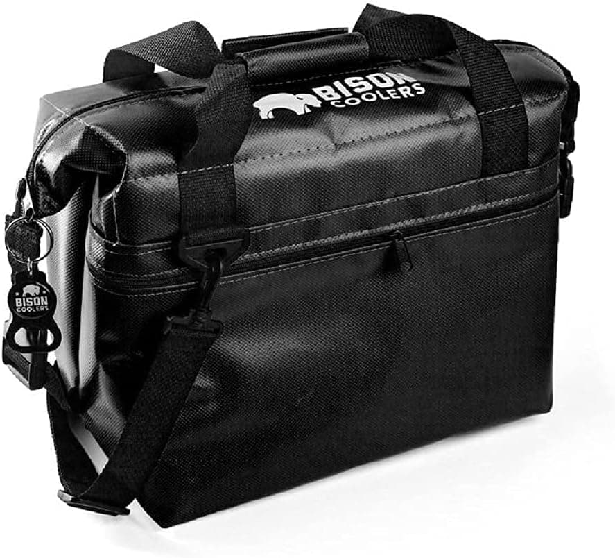 Bison Coolers Softpak Series 12 Can Made in USA, Soft Cooler Bag Insulated Leak Proof for Beach, Travel, Camping, Picnic, Car, Trips, 24+ Hour Ice Retention, Black