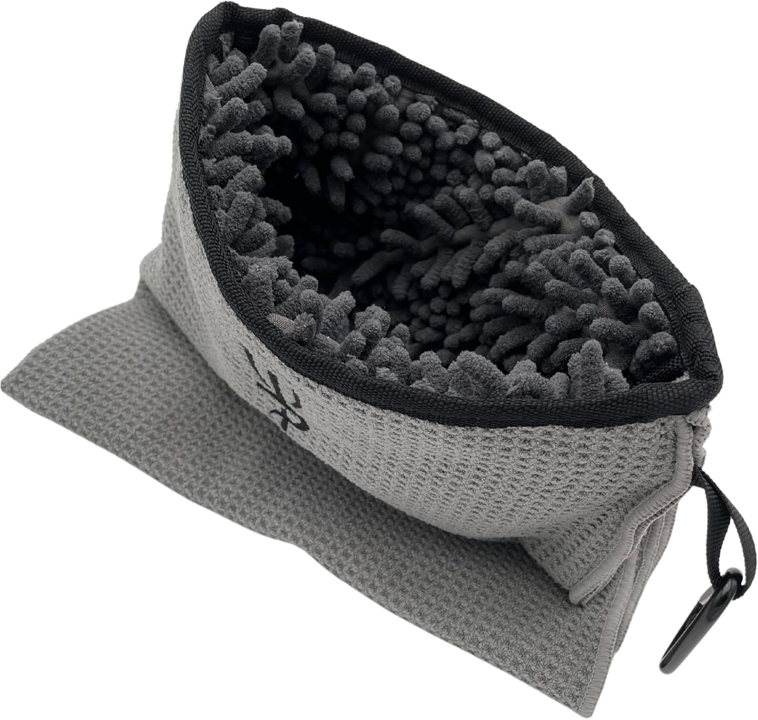 True Par Disc Golf Towel and Cleaning Tool Combo - Microfiber and Terry Cloth Disc Golf Accessory, Grey