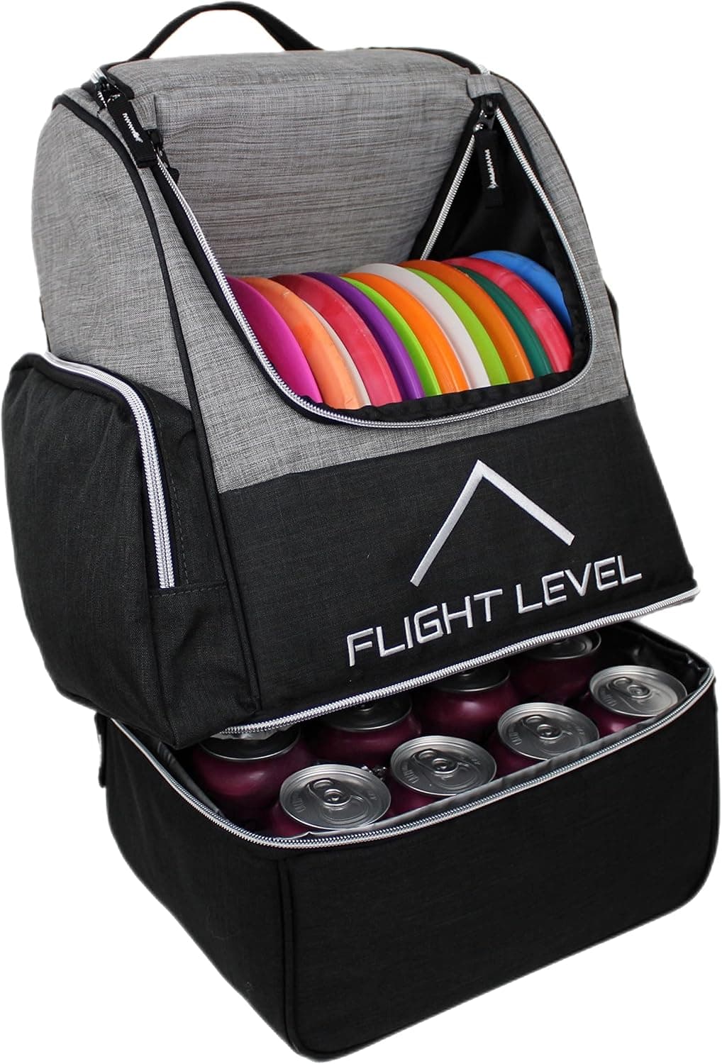 Flight Level Disc Golf Backpack with Insulated Cooler | Frisbee Disc Golf Bag | Large Capacity up to 20 Discs (Black)