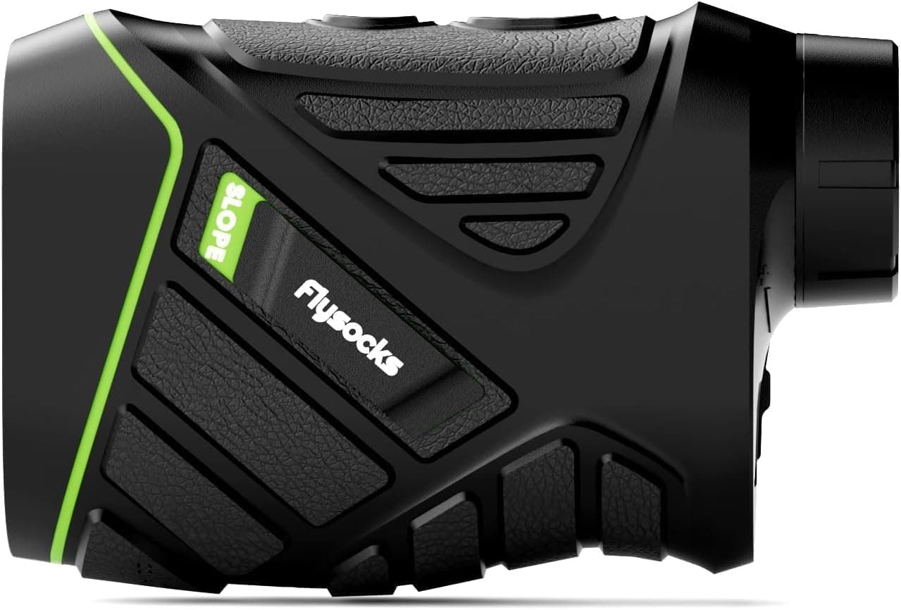 Flysocks Golf Rangefinder with Slope, 1200 Yards Laser Range Finder, 7X Magnification, Rechargeable with Flagpole Lock Vibration and Magnetic Strip