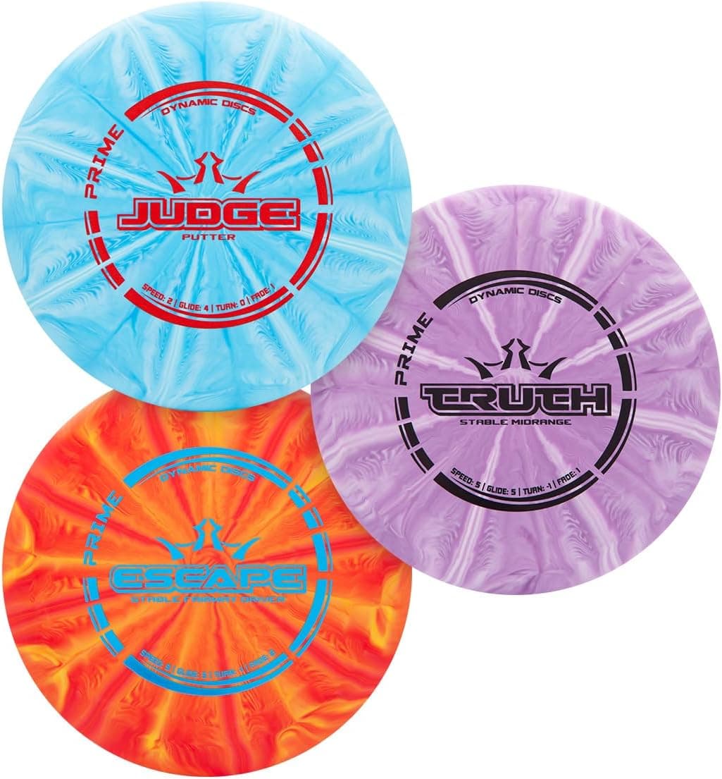 Dynamic Discs Prime Burst Disc Golf Starter Set (3 Pack) - Beginner Set for Men and Women with Judge, Emac Truth, Escape