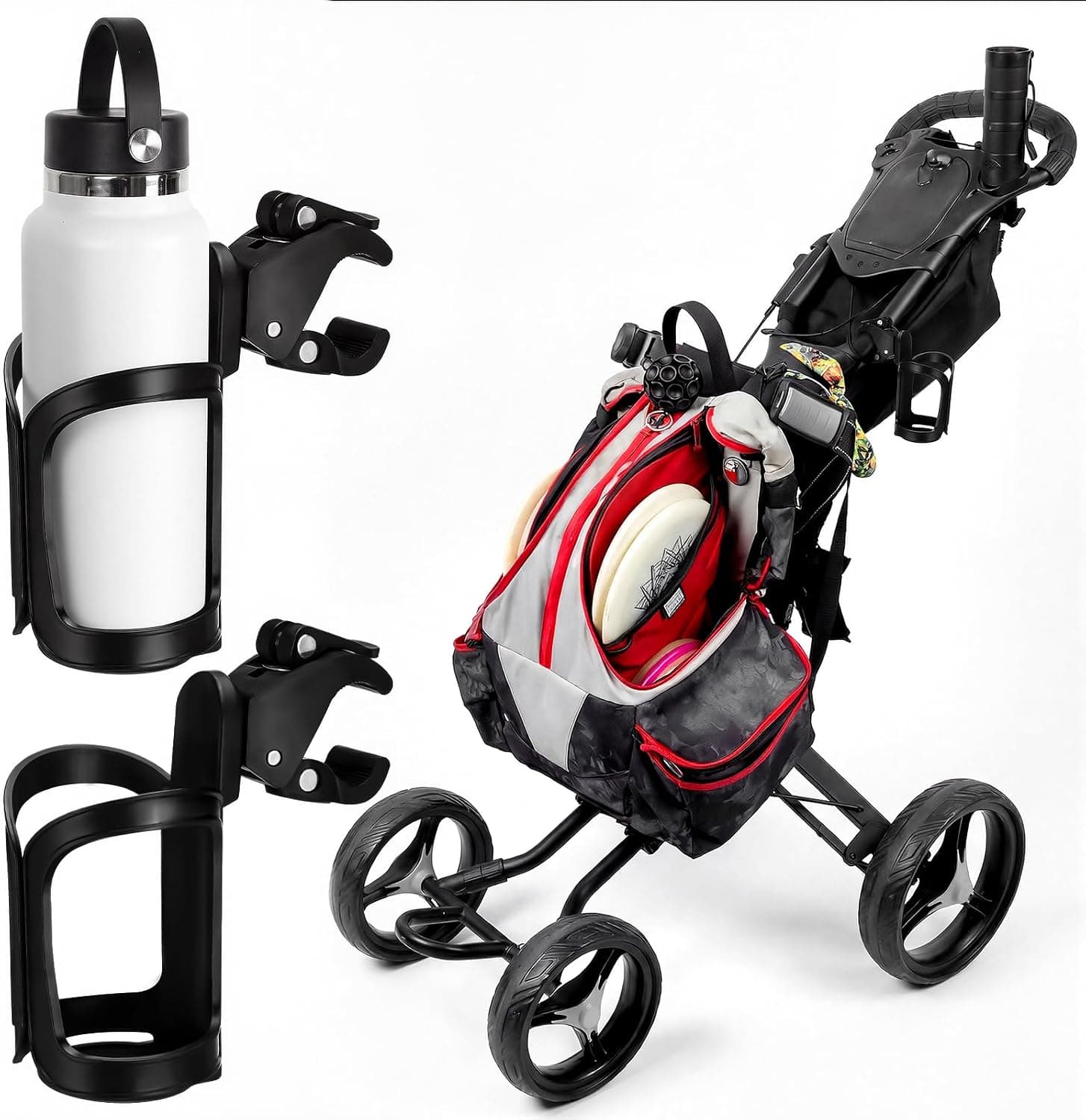 BBTO Disc Golf Cart Cup Holder, Super Large Capacity Universal Accessories Compatible with Disc Golf Carts