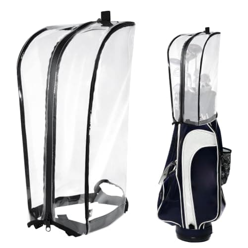 SANDIAN Golf Bag Rain Cover Hood, Very Thin Clear Strong TPU Material, Waterproof, Dustproof, Windproof, Double Zipper with Buckle Lock Fastener, Clear Transparency, Easy Foldable, Super Light
