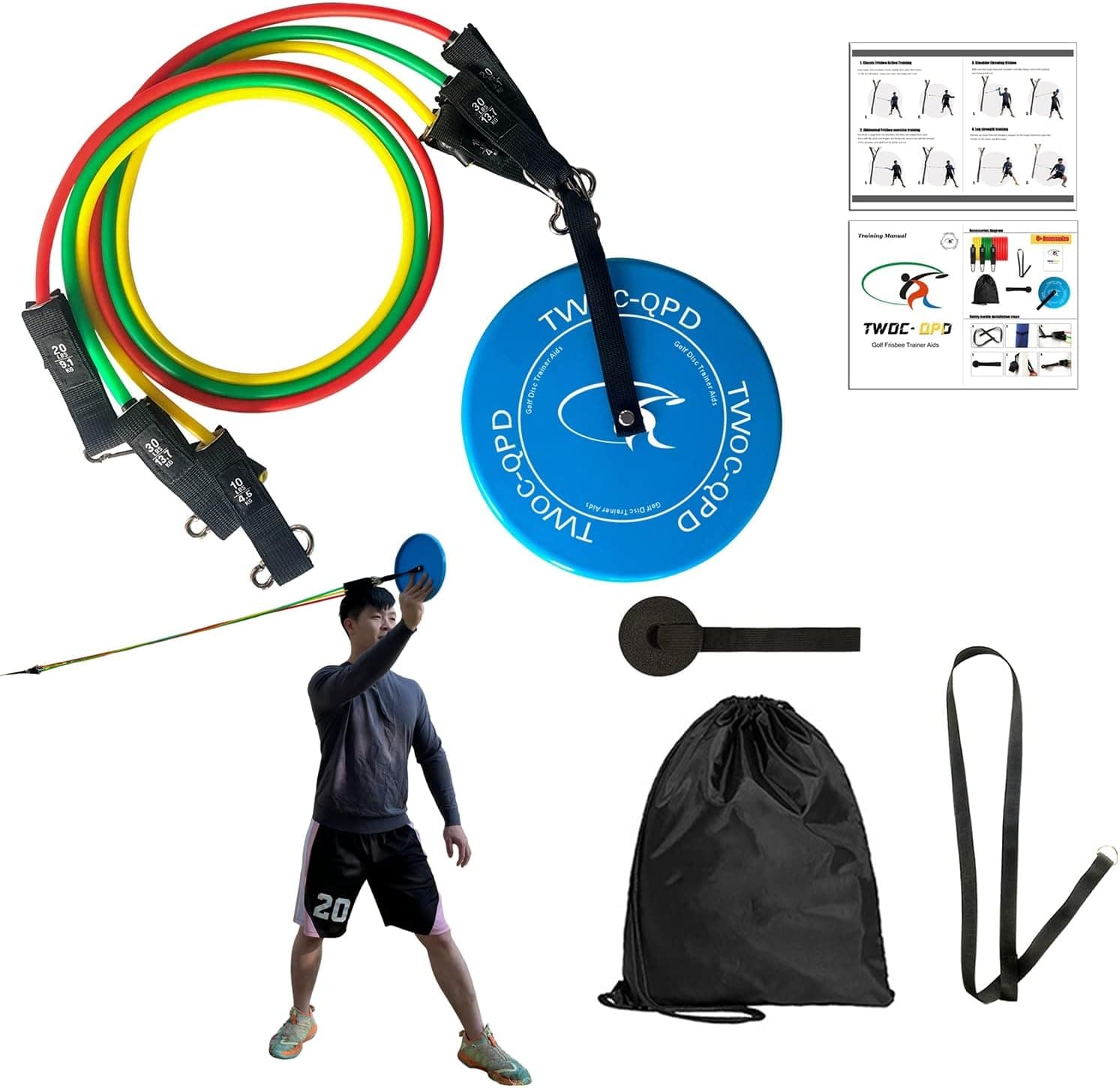 TWOC-QPD Disc Resistance Speed Trainer - Practice Backhand or Forehand Throws, Disc Shaped Grip