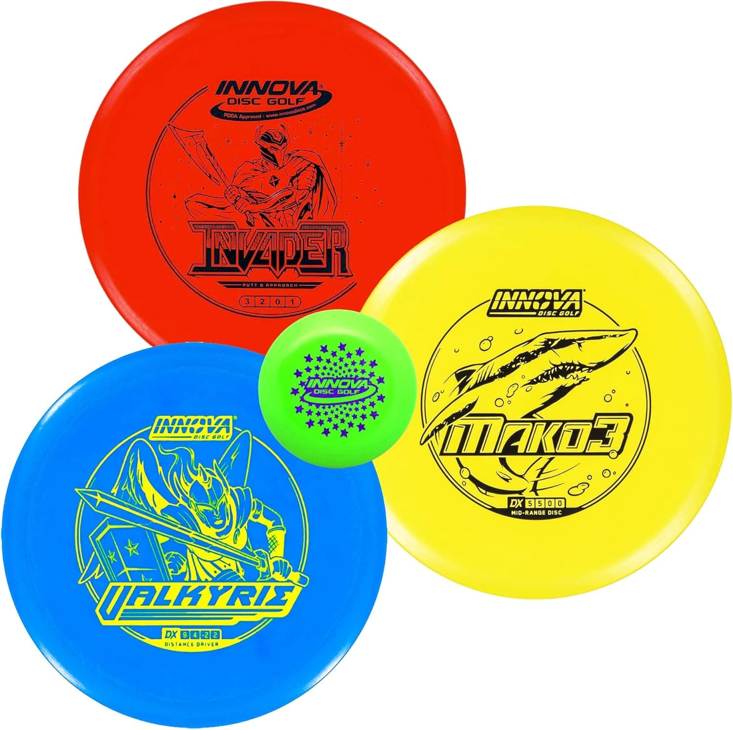 Innova Disc Golf Set 3 Pack - DX Valkyrie, DX Invader, DX Mako3 and Mini