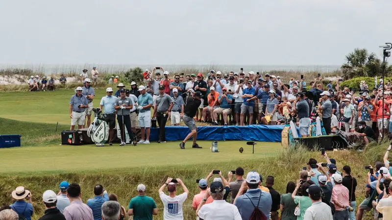 Professional golf tournament with large audience on Kiawah Island, SC